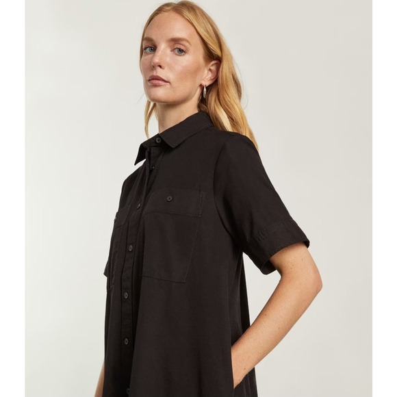 Everlane The Day Tripper Shirtdress High Low Cotton Button Down Black Medium - Picture 4 of 12